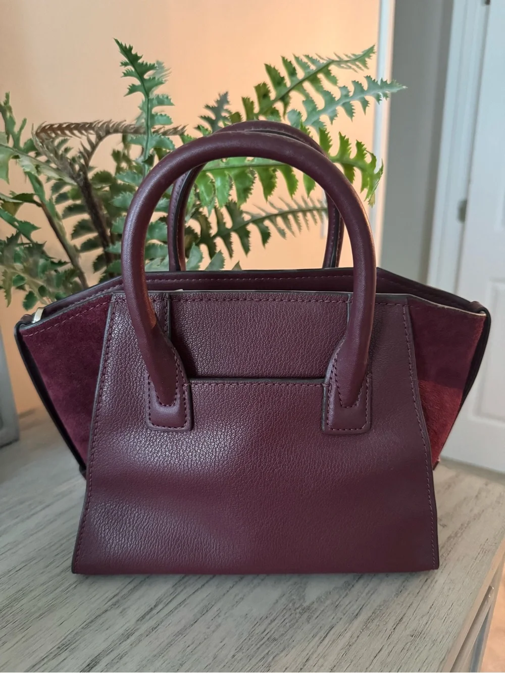 🔥SALE🔥 NWT Michael Kors Merlot Leather & Suede Satchel